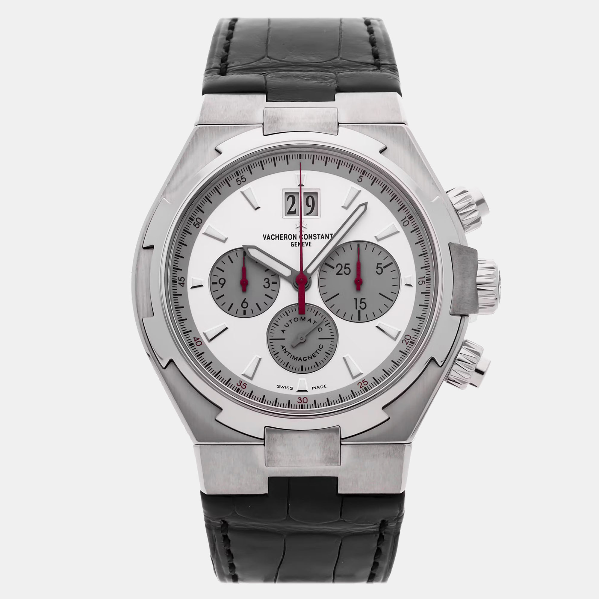 Pre-owned Vacheron Constantin Overseas Chronograph 49150/000a-9017 In Silver