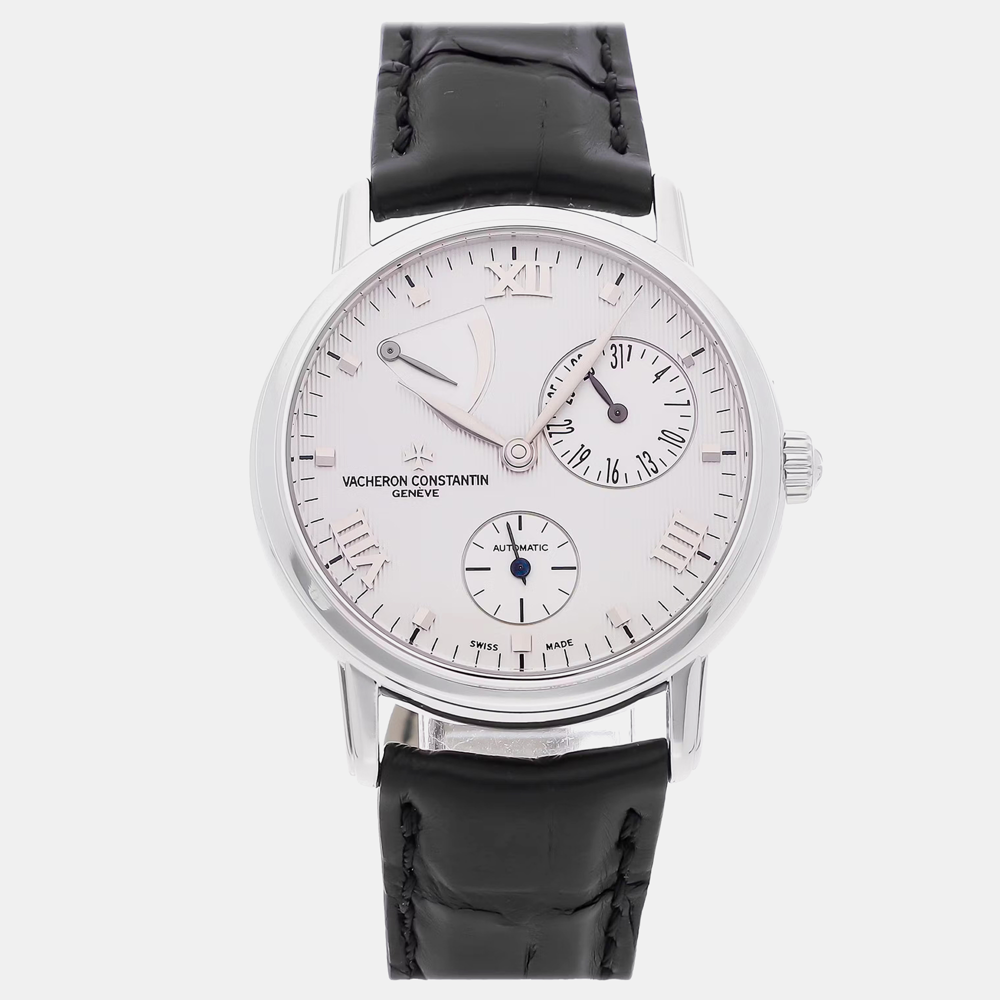 Pre-owned Vacheron Constantin Patrimony Power Reserve 47200/000g-9019 36 Mm In Silver