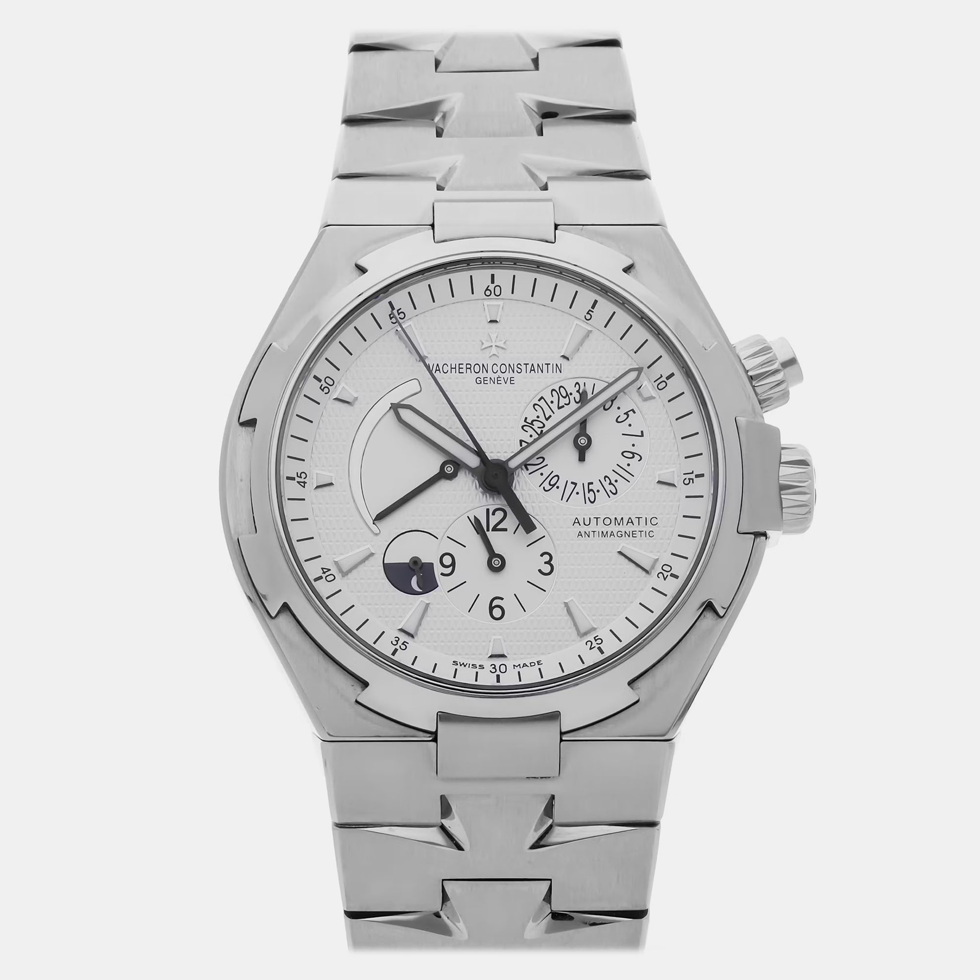 

Pre-Owned Vacheron Constantin Overseas Dual Time 47450/B01A-9226 Silver Automatic Stainless Steel Men's Wristwatch 42 mm