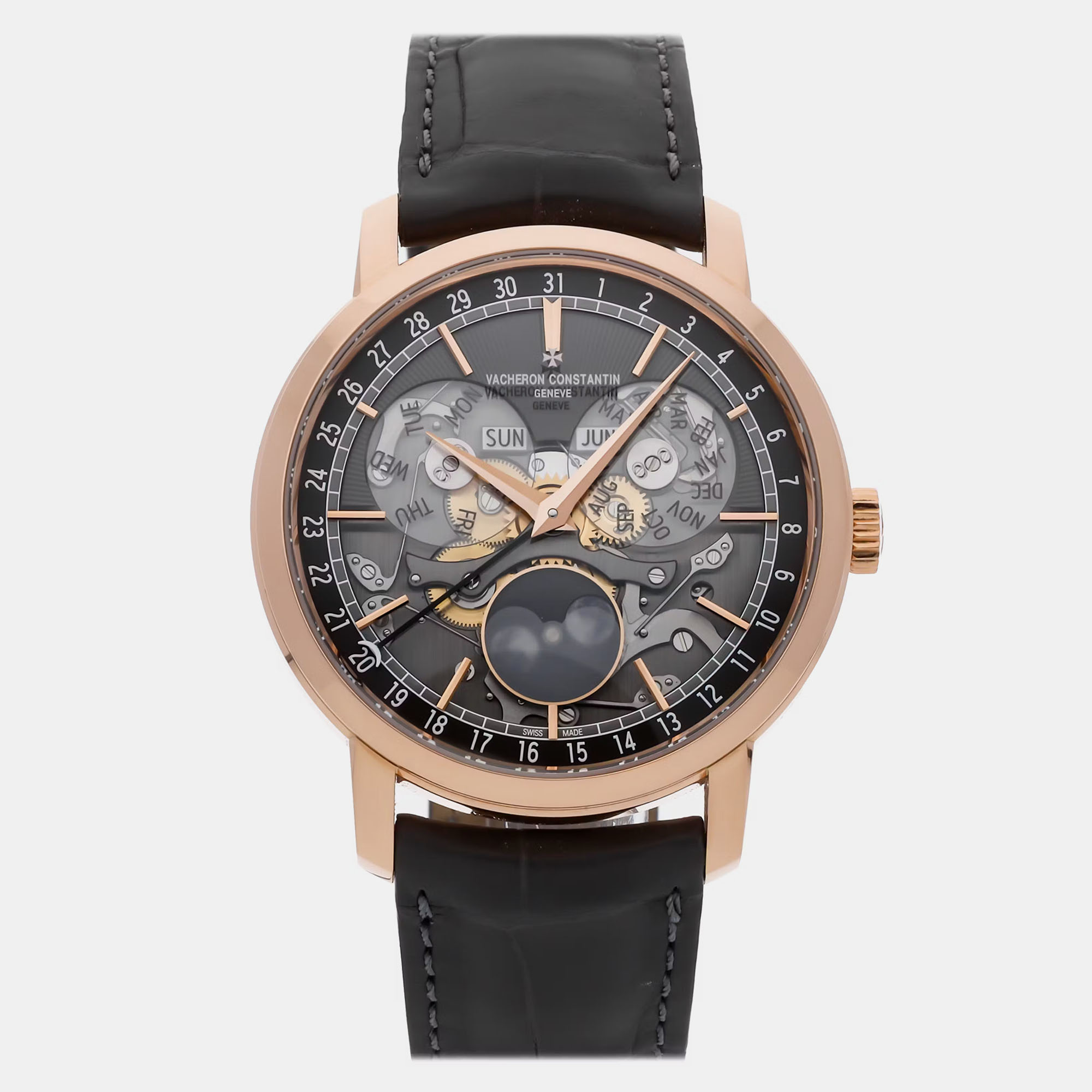 

Pre-Owned Vacheron Constantin Traditionnelle Complete Calendar Openface 4020T/000R-B654 Automatic 41 mm, Grey