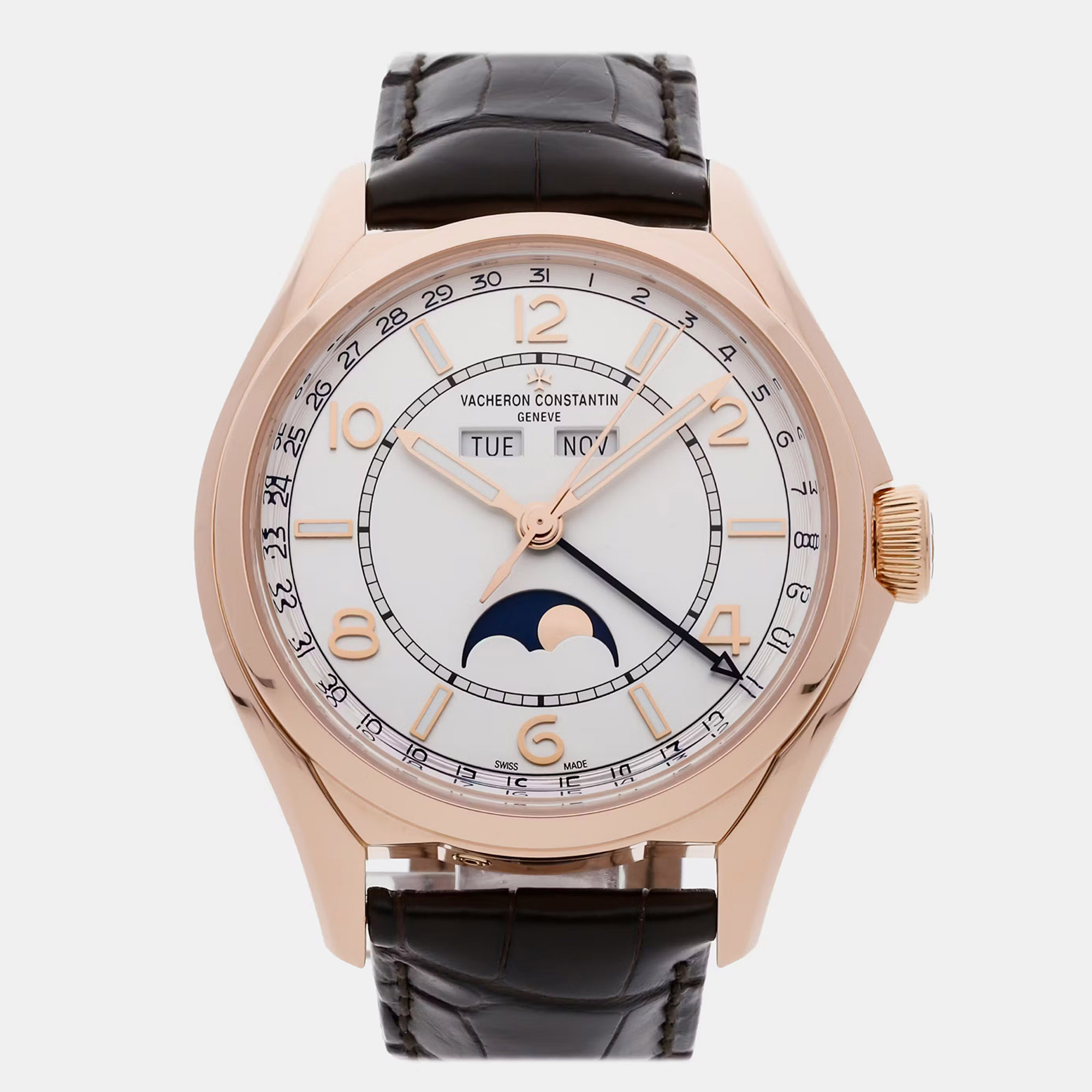 Pre-Owned Vacheron Constantin Fiftysix Complete Calendar 4000E/000R-B438 Silver Automatic 18k Rose Gold Men’s Wristwatch 40 MM