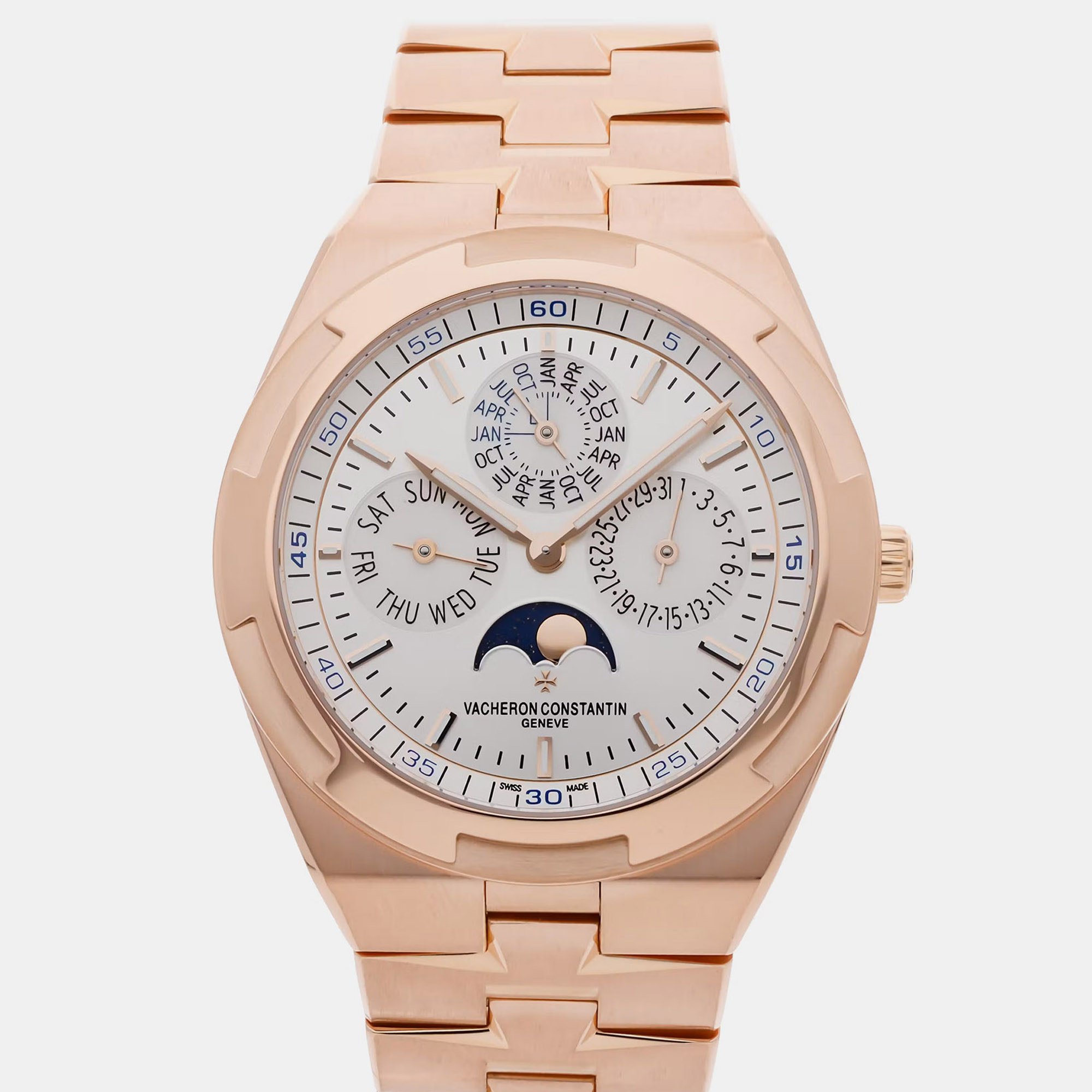 Vacheron Constantin Overseas Perpetual Calendar UltraThin 4300V120RB064 Silver Rose Gold Automatic Mens Wristwatch 41mm