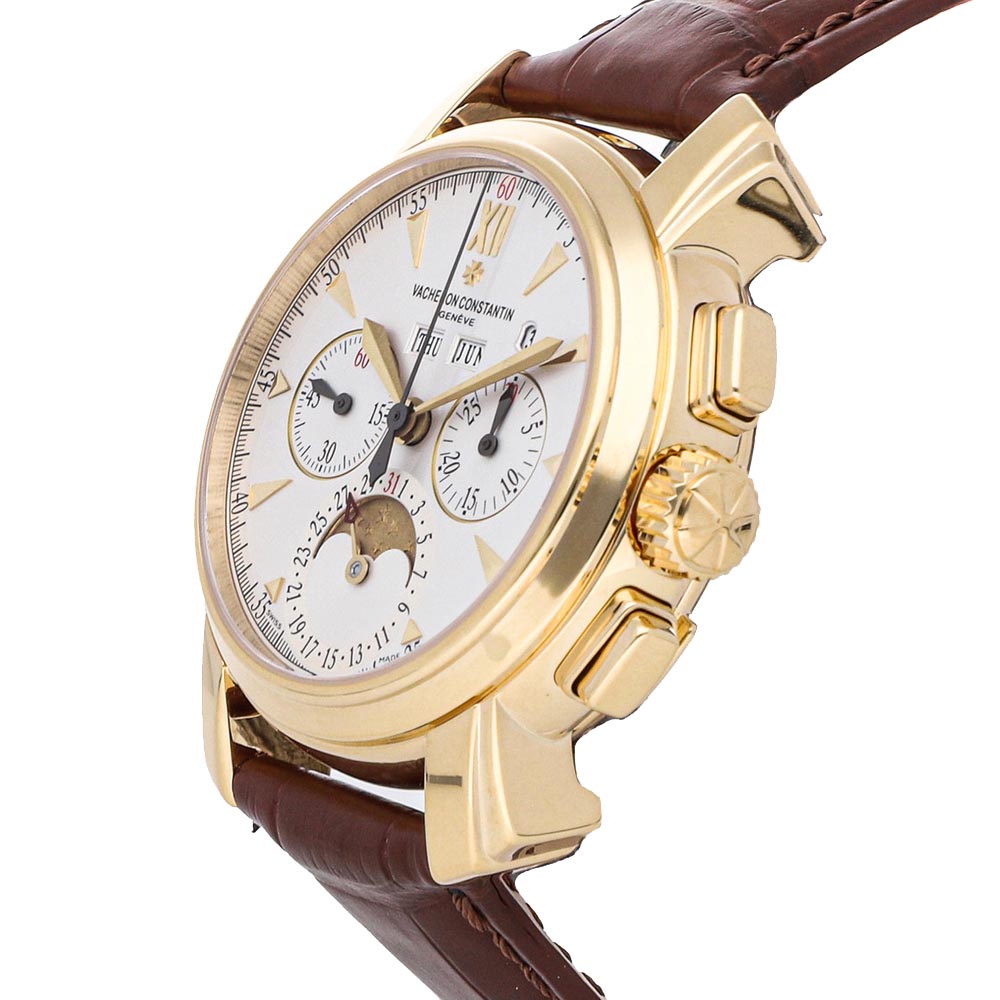 

Vacheron Constantin Silver 18K Yellow Gold Malte Perpetual Calendar Chronograph 47112/000J-8913 Men's Wristwatch 39 MM