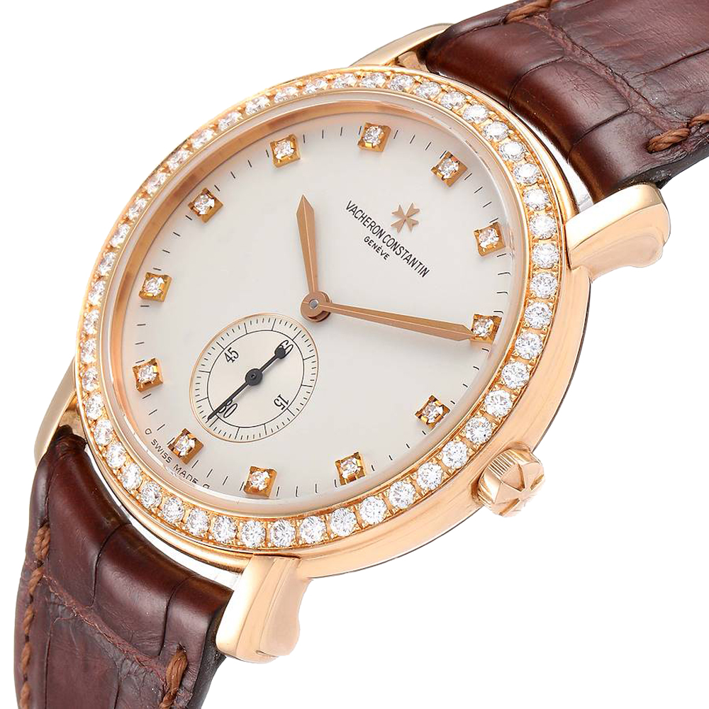 

Vacheron Constantin Silver Diamonds 18k Rose Gold Malte Grande 81500 Men's Wristwatch 36 MM