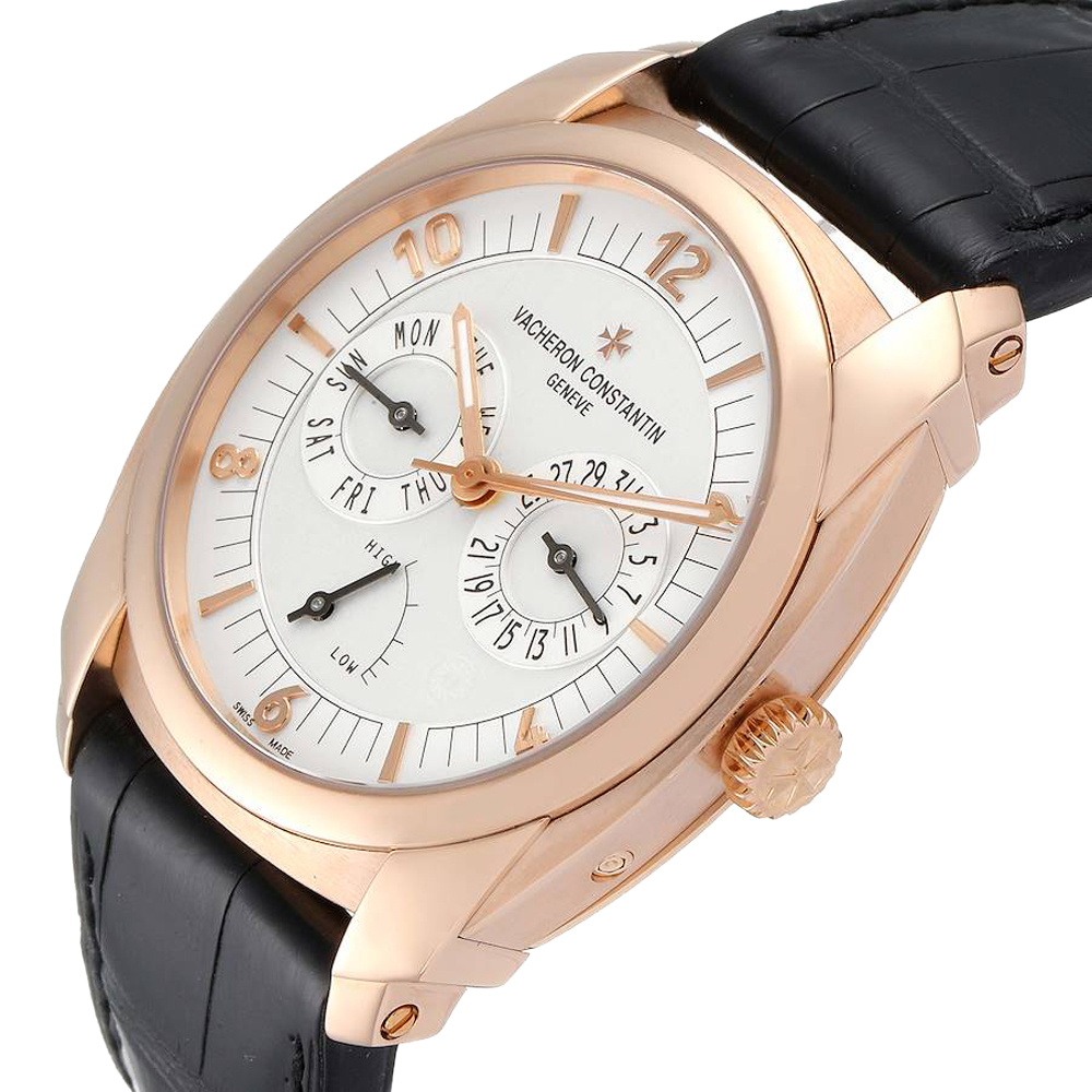 

Vacheron Constantin Silver 18K Rose Gold Quai De L'ile Day Date Power Reserve 85050 Men's Wristwatch 41 MM