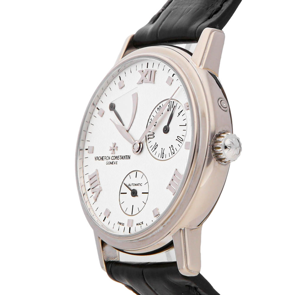 

Vacheron Constantin Silver 18k White Gold Patrimony Power Reserve 47200/000G-9019 Men's Wristwatch 36 MM