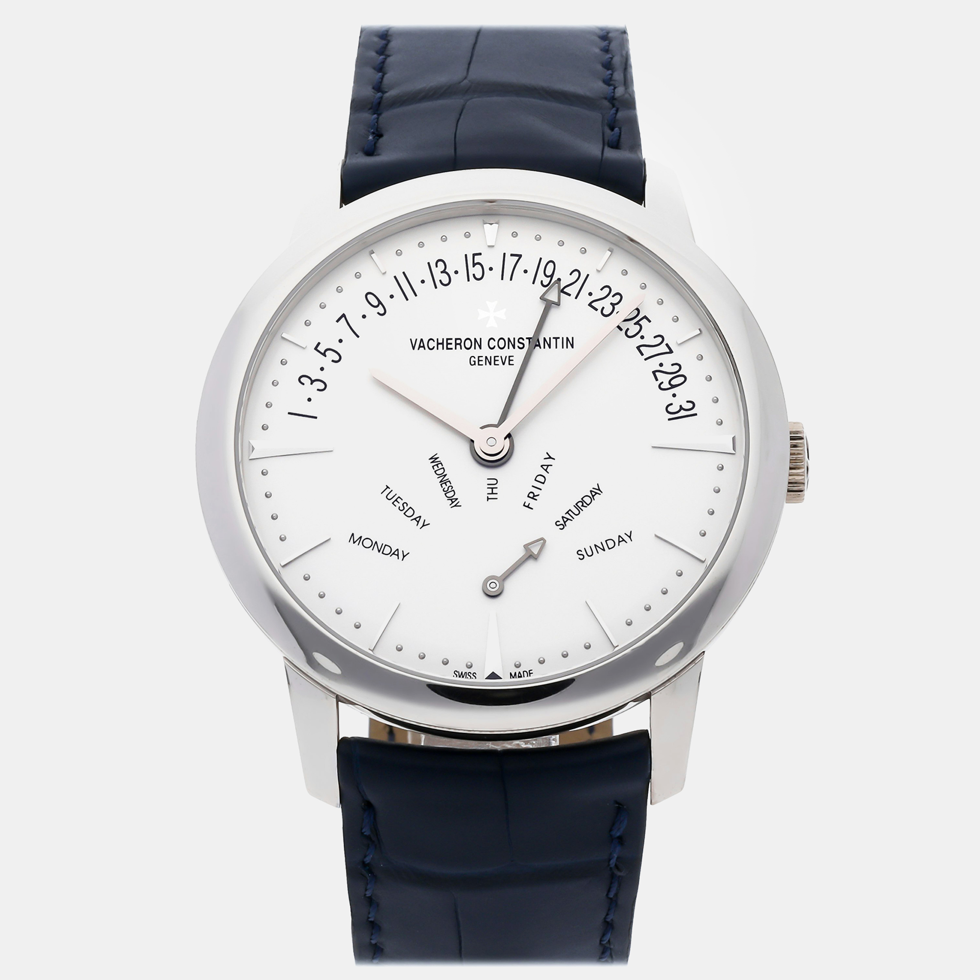 Pre-owned Vacheron Constantin Silver 18k White Gold Patrimony 86020/000g-9508 Automatic Men's Wristwatch 42 Mm