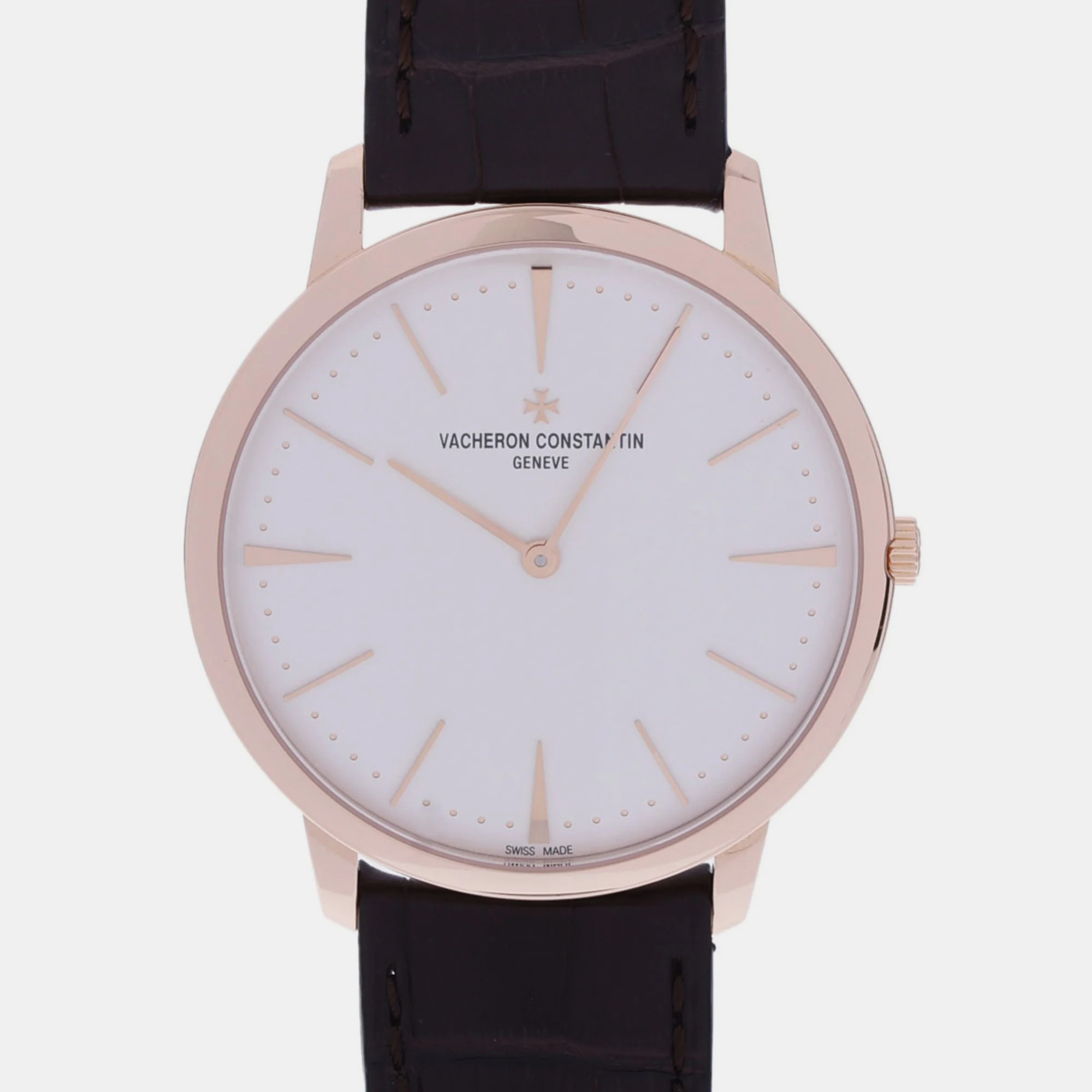 Pre-owned Vacheron Constantin Silver 18k Rose Gold Patrimony 81180/000r-9159 Manual Winding Men's Wristwatch 40 Mm