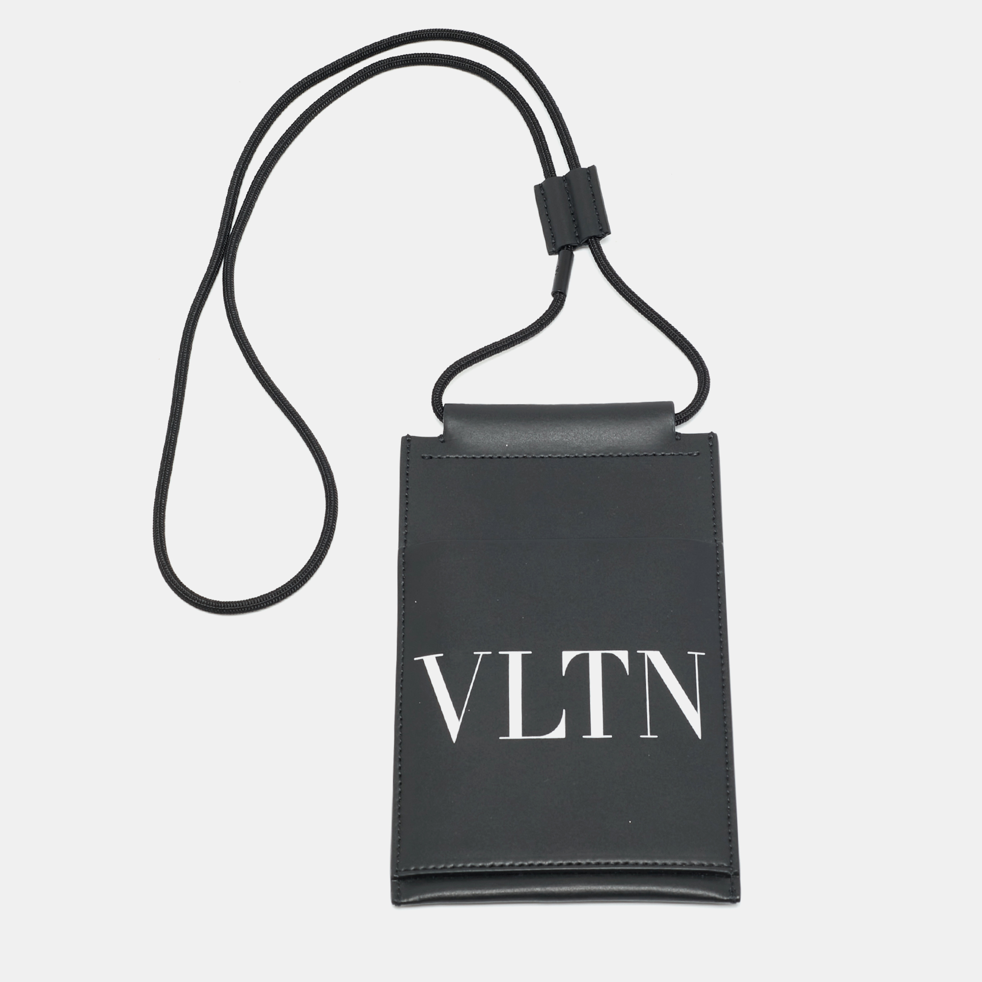 

Valentino VLTN Black Leather Phone Lanyard
