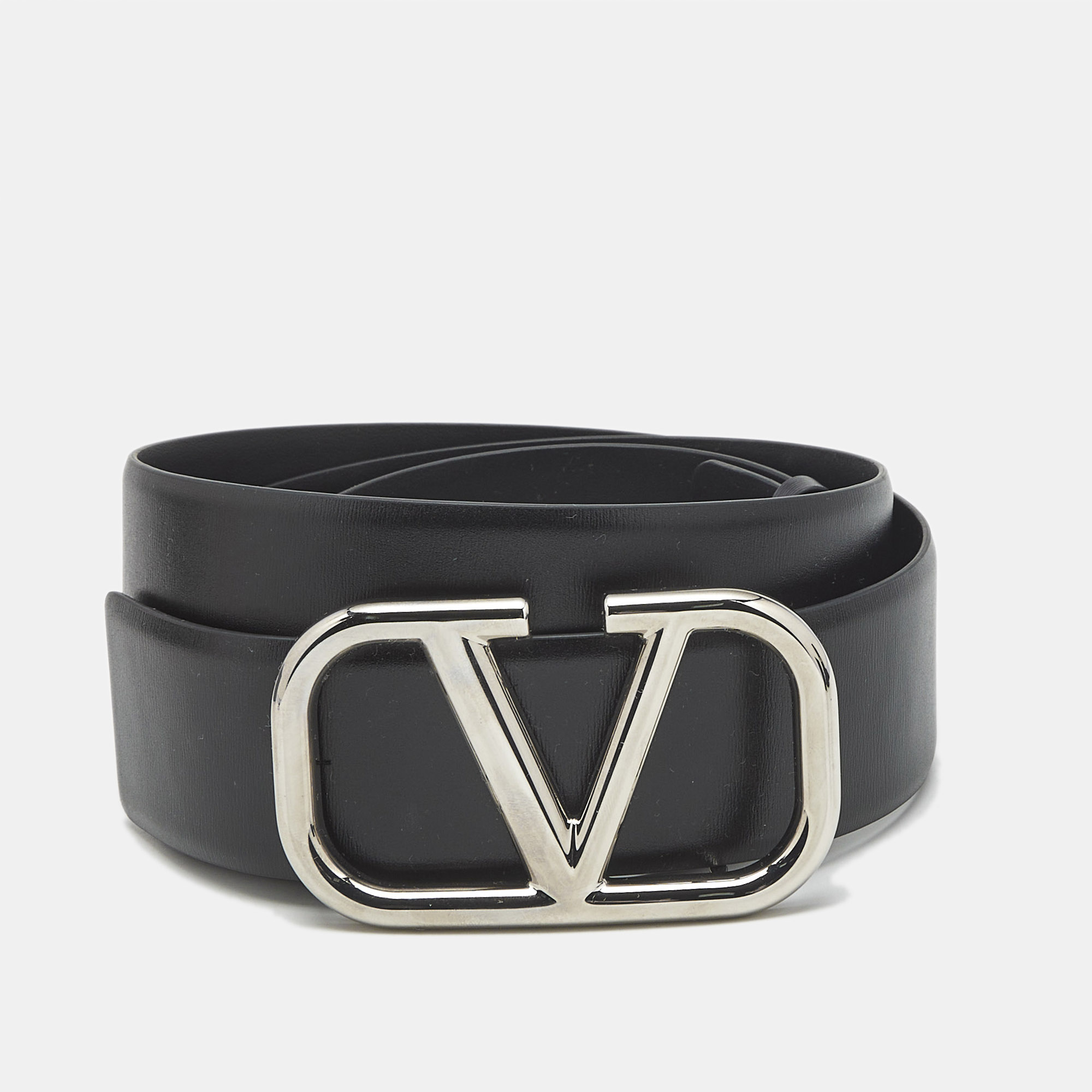 

Valentino VLogo  Reversible Belt Black Leather