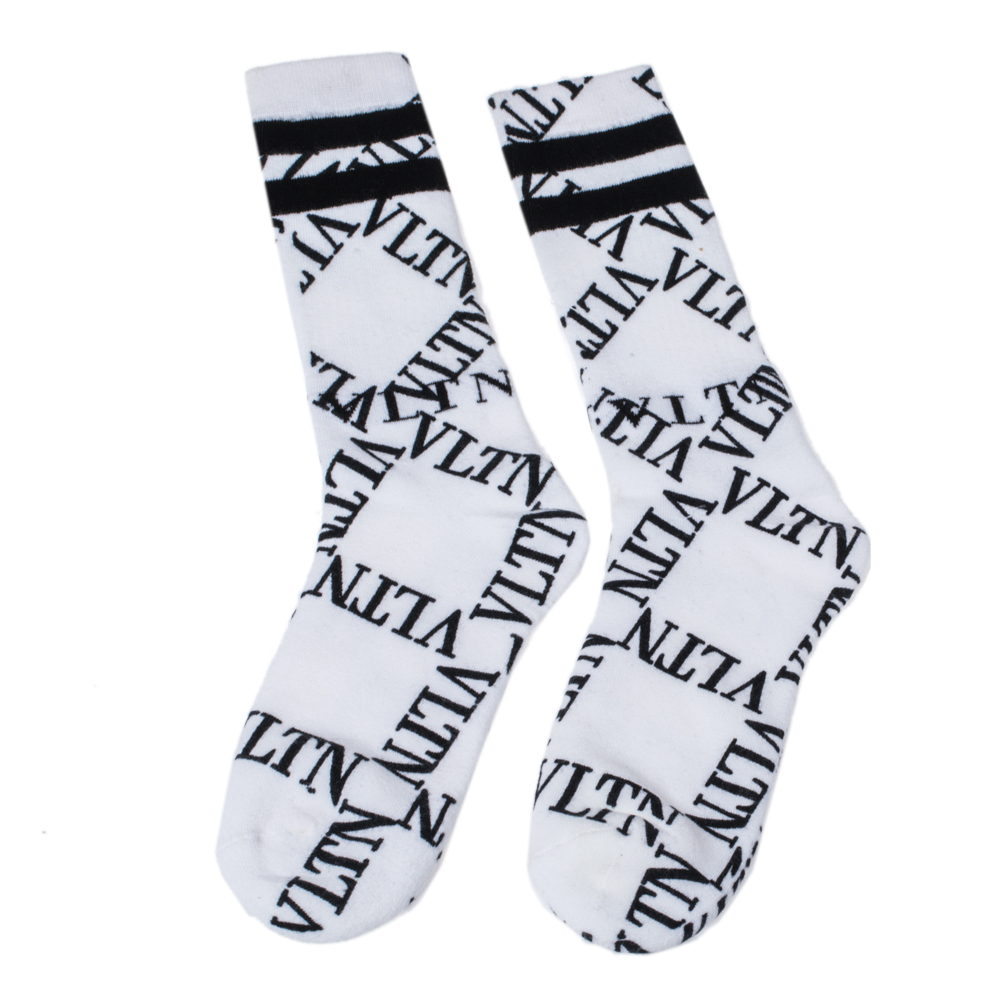 

Valentino White/ Black Cotton VLTN Socks L/X