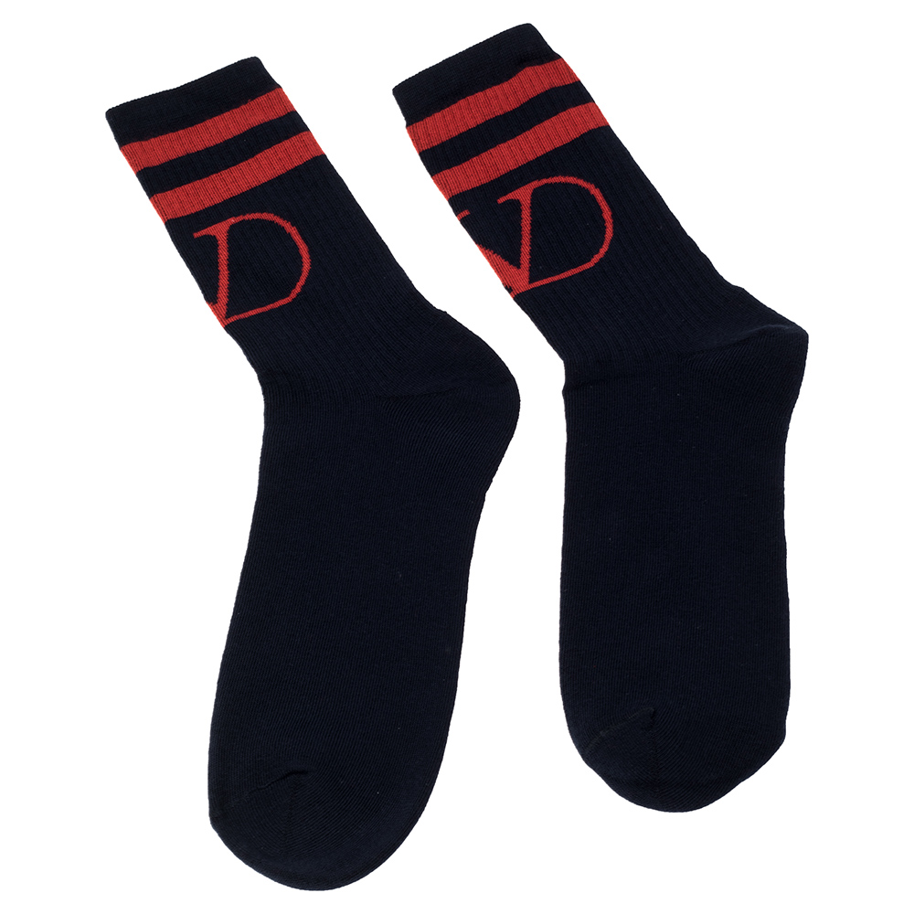 

Valentino Navy/Red Cotton Vlogo Socks S, Blue