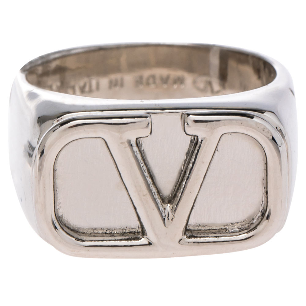 

Valentino Palladium Finish Vintage Logo Ring Size EU 62, Silver