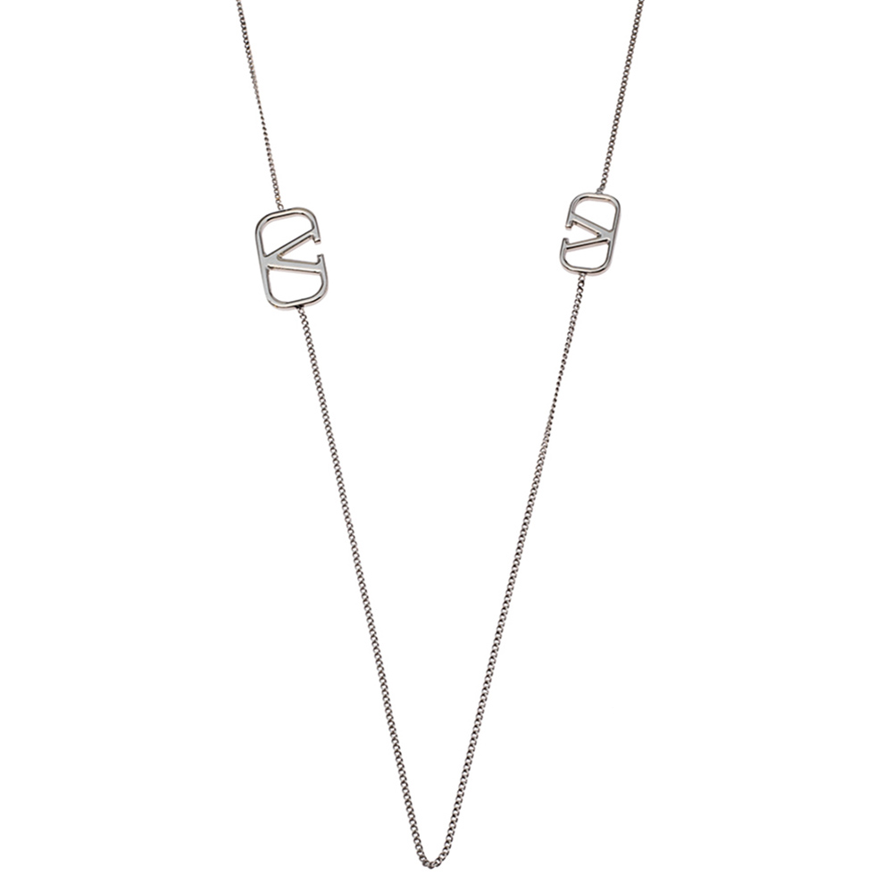 

Valentino Vlogo Silver Tone Necklace