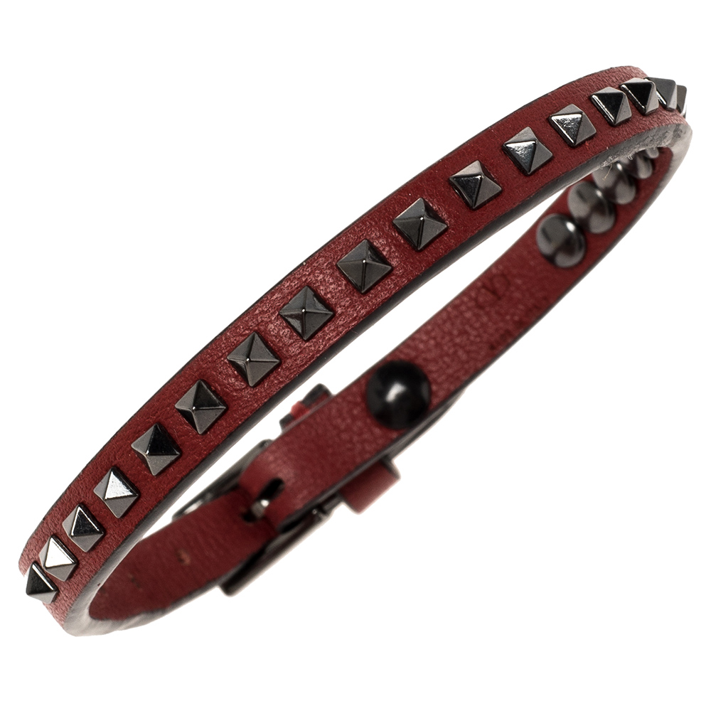

Valentino Red Leather Rockstud Bracelet