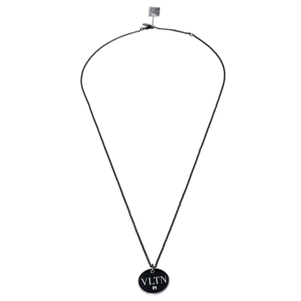 

Valentino Black Tone VLTN Rockstud Pendant Necklace