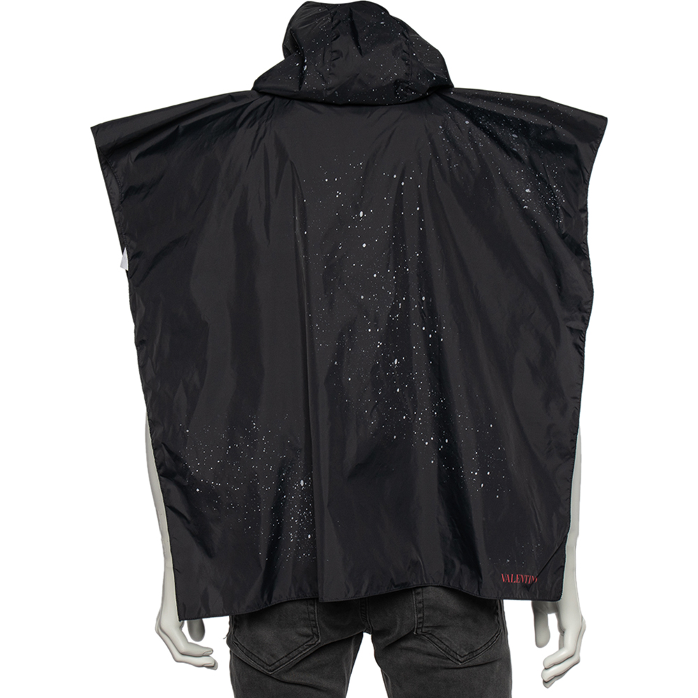 

Valentino Black Moon Dust Printed Synthetic Hooded Poncho