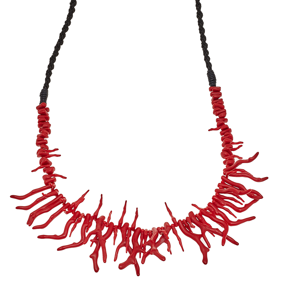 

Valentino Red Resin Coral Branch Corded Necklace