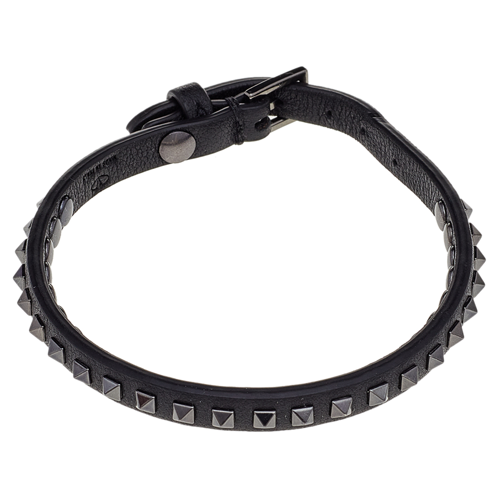

Valentino Black Rockstud Leather Mini Bracelet