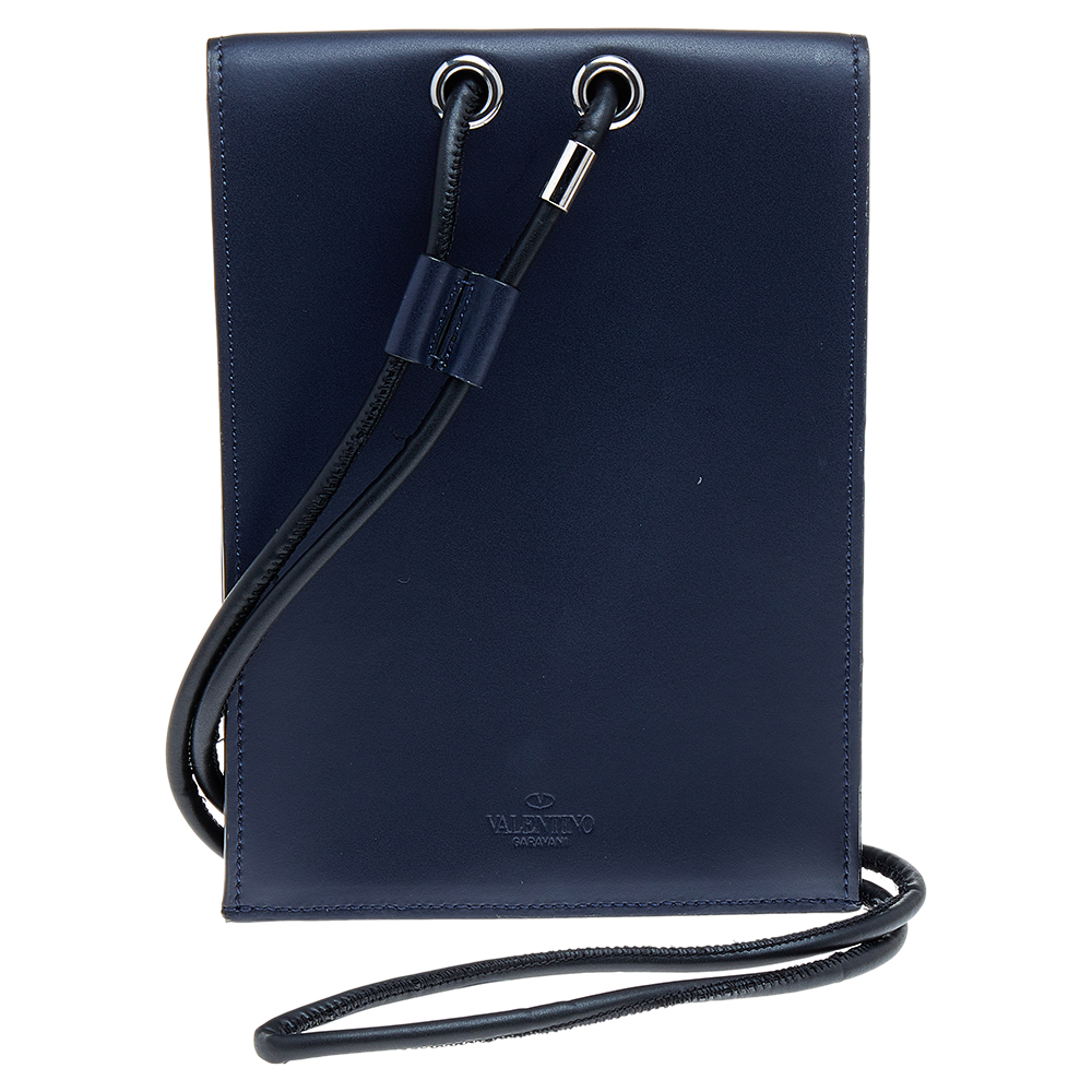 

Valentino Blue/Black Leather VLTN Neck Smartphone Case