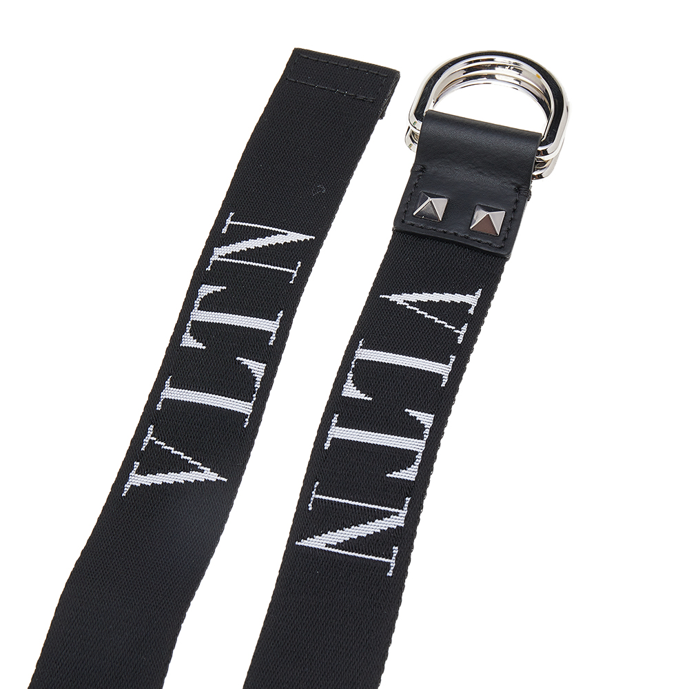 

Valentino Black Canvas And Leather VLTN Belt