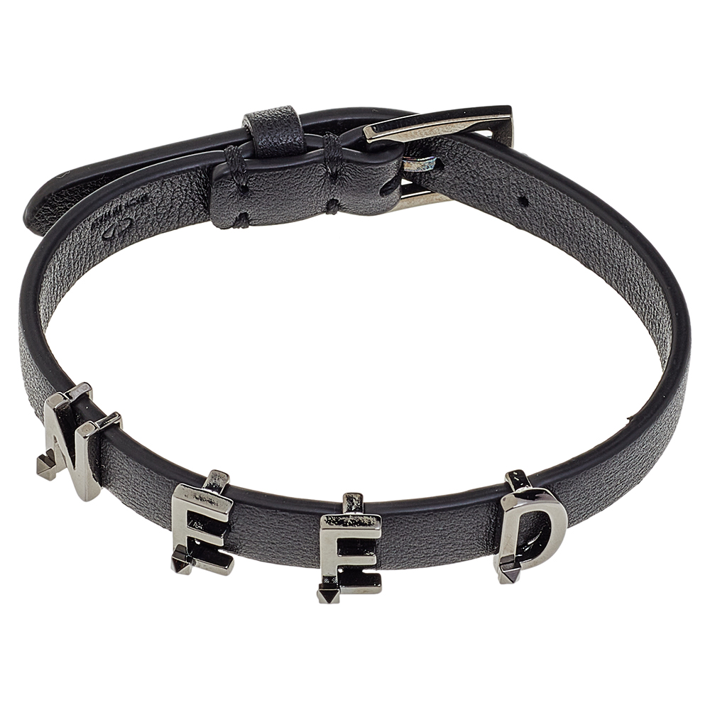 

Valentino Black Leather Lovers Language Bracelet