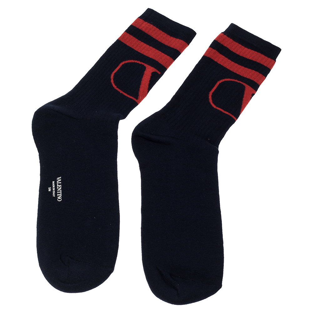 VALENTINO Cotton socks with l vlogo detail ソックス Valentino White Cotton Socks With Vlogo Signature And