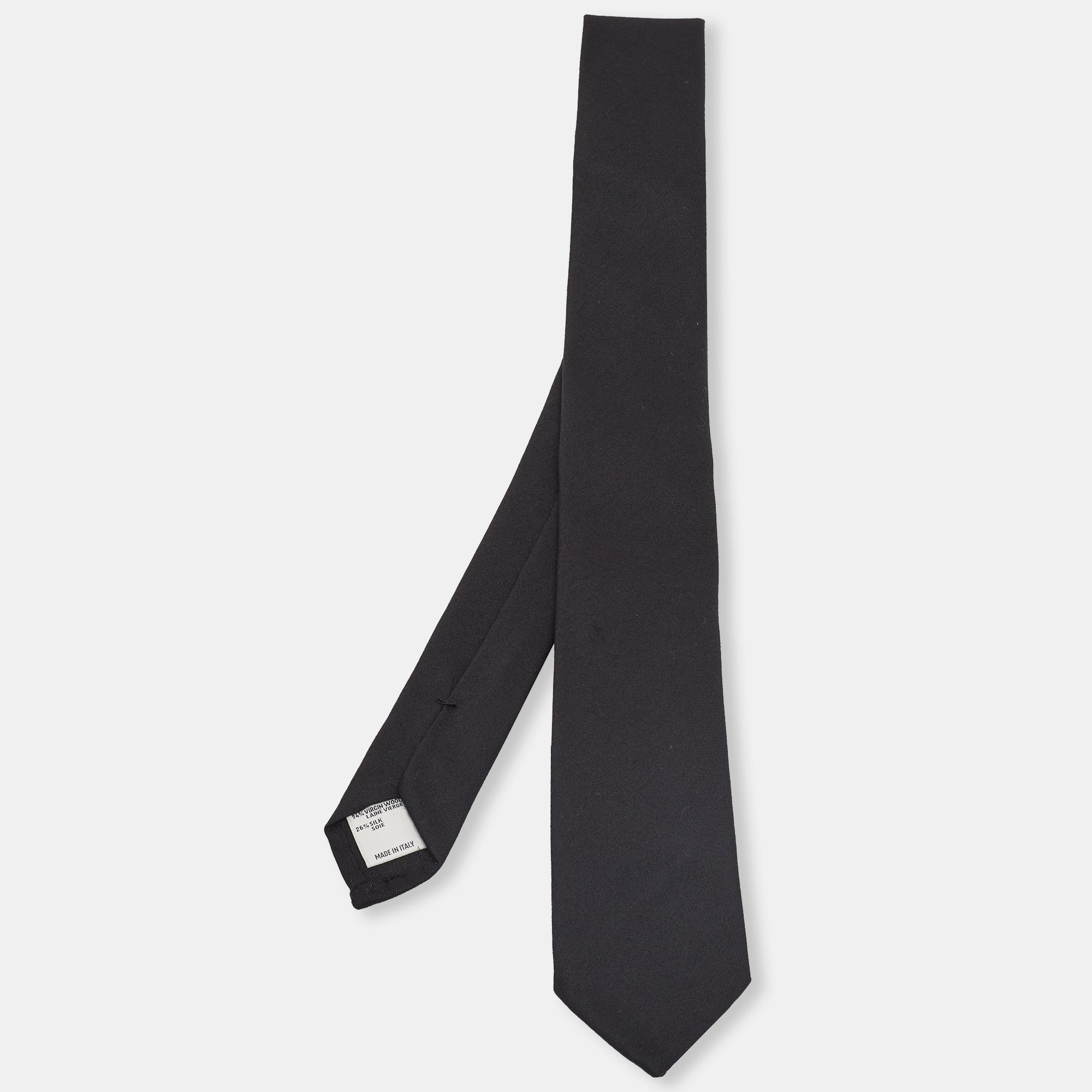 Pre-owned Valentino Garavani Black Silk Wool Skinny Tie