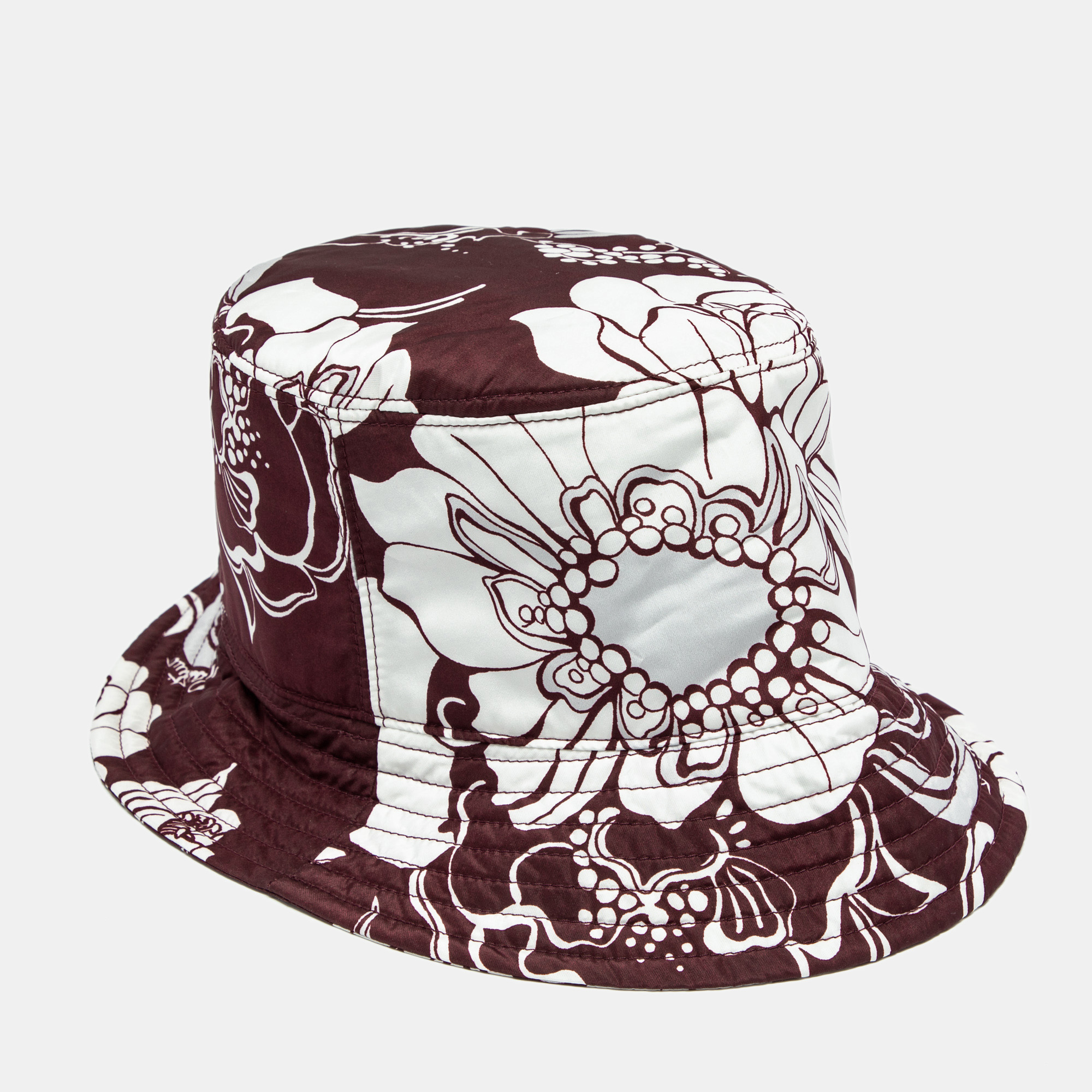 

Valentino Burgundy Floral Printed Silk Bucket Hat