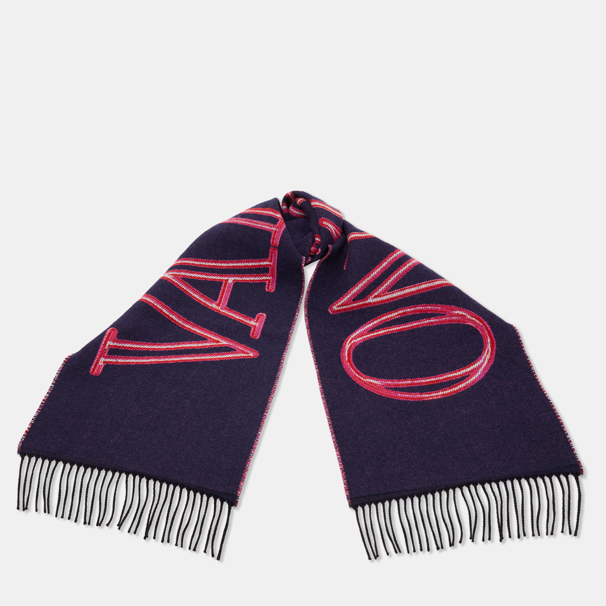 

Valentino Navy Blue/Pink Wool Neon Universe Scarf