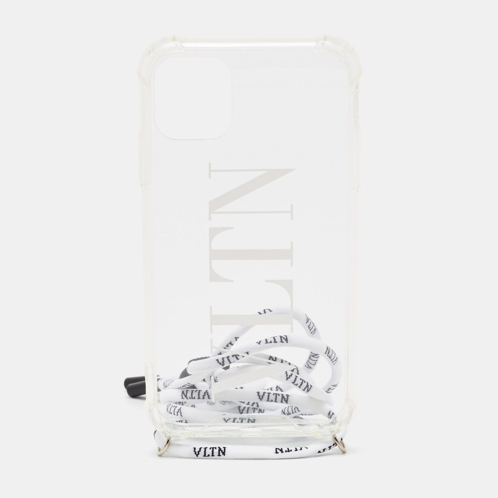 

Valentino White/Clear PVC VLTN iPhone 11 Cover with Strap