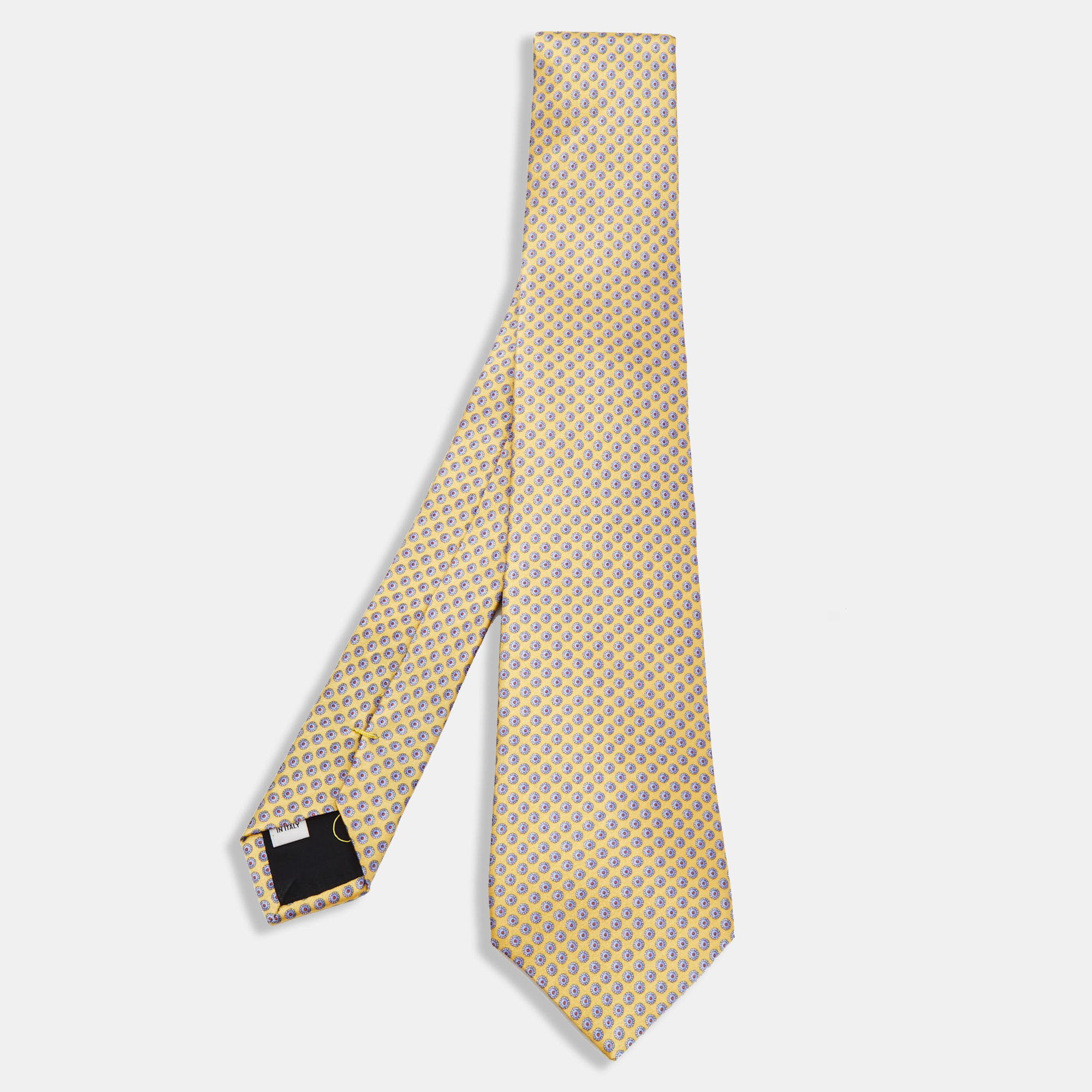 Pre-owned Valentino Garavani Yellow Printed Silk Tie