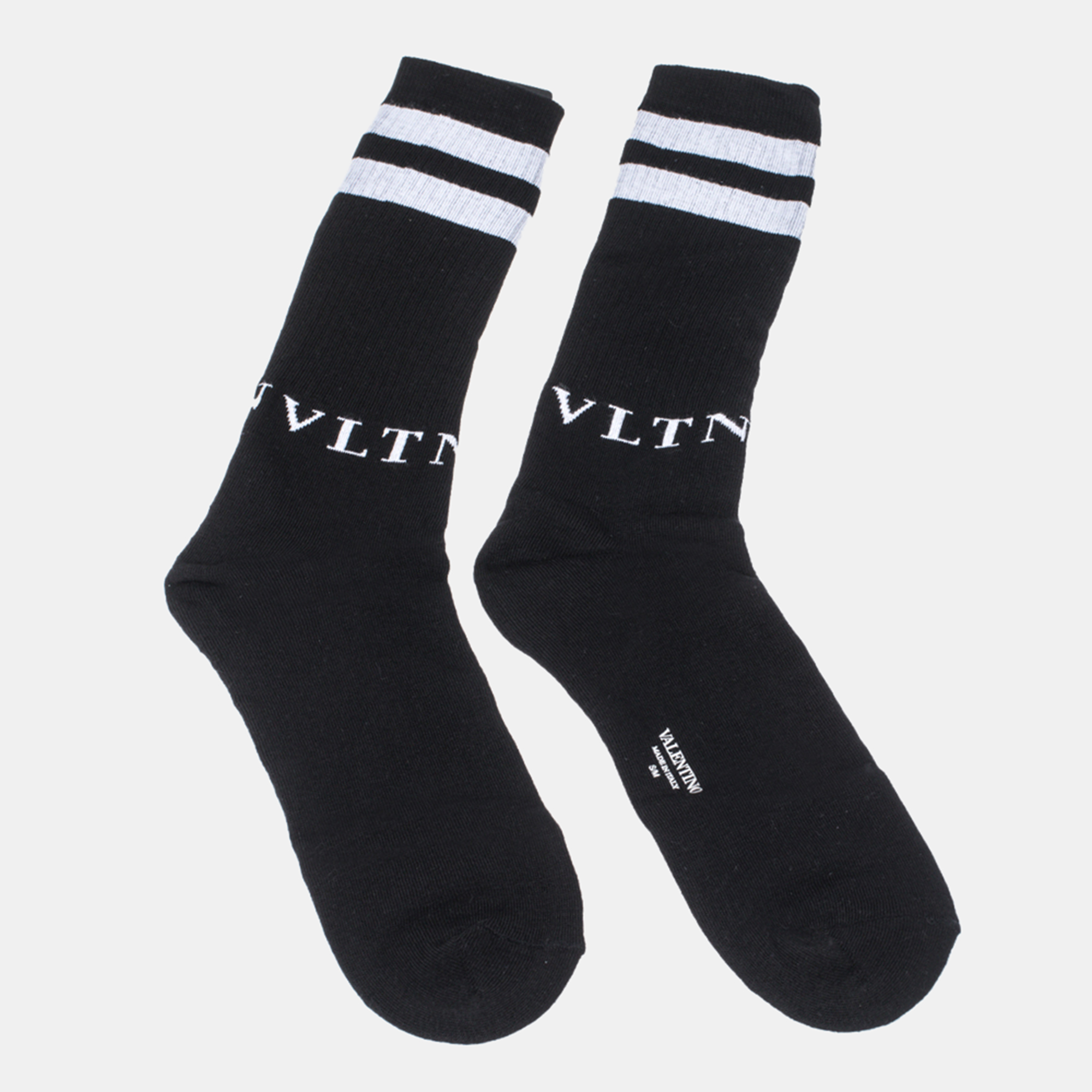

Valentino Black/White Cotton VLTN Socks Size /M