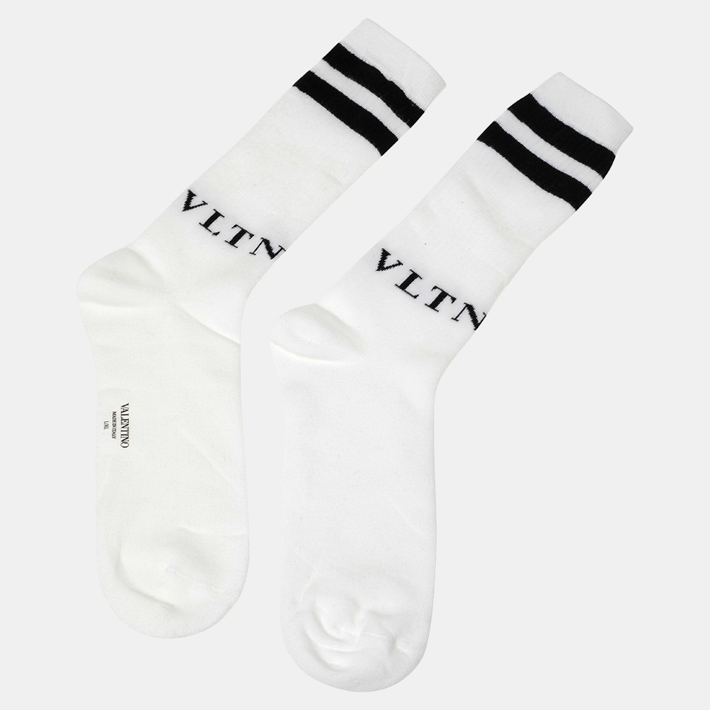 

Valentino White/ Black Cotton VLTN Socks Size /X