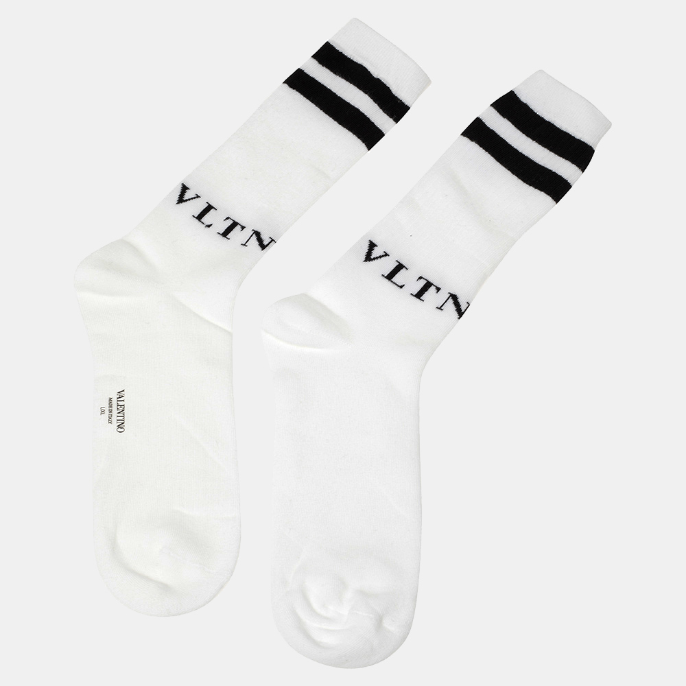 

Valentino White/ Black Cotton VLTN Socks Size /M