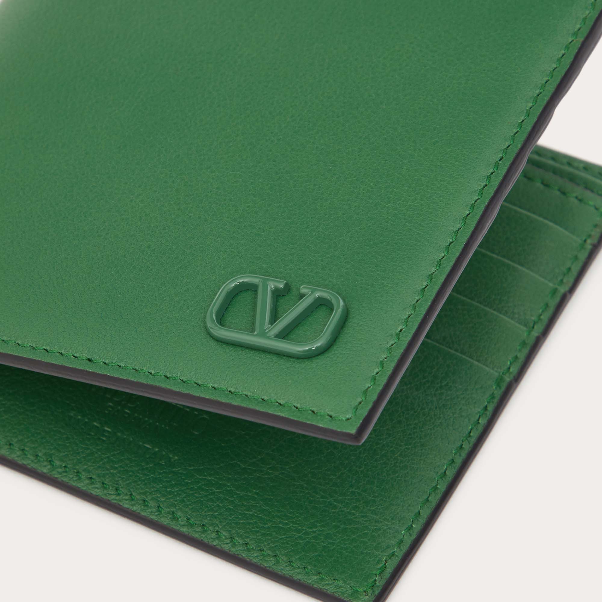 

Valentino Vlogo Green Leather Wallet