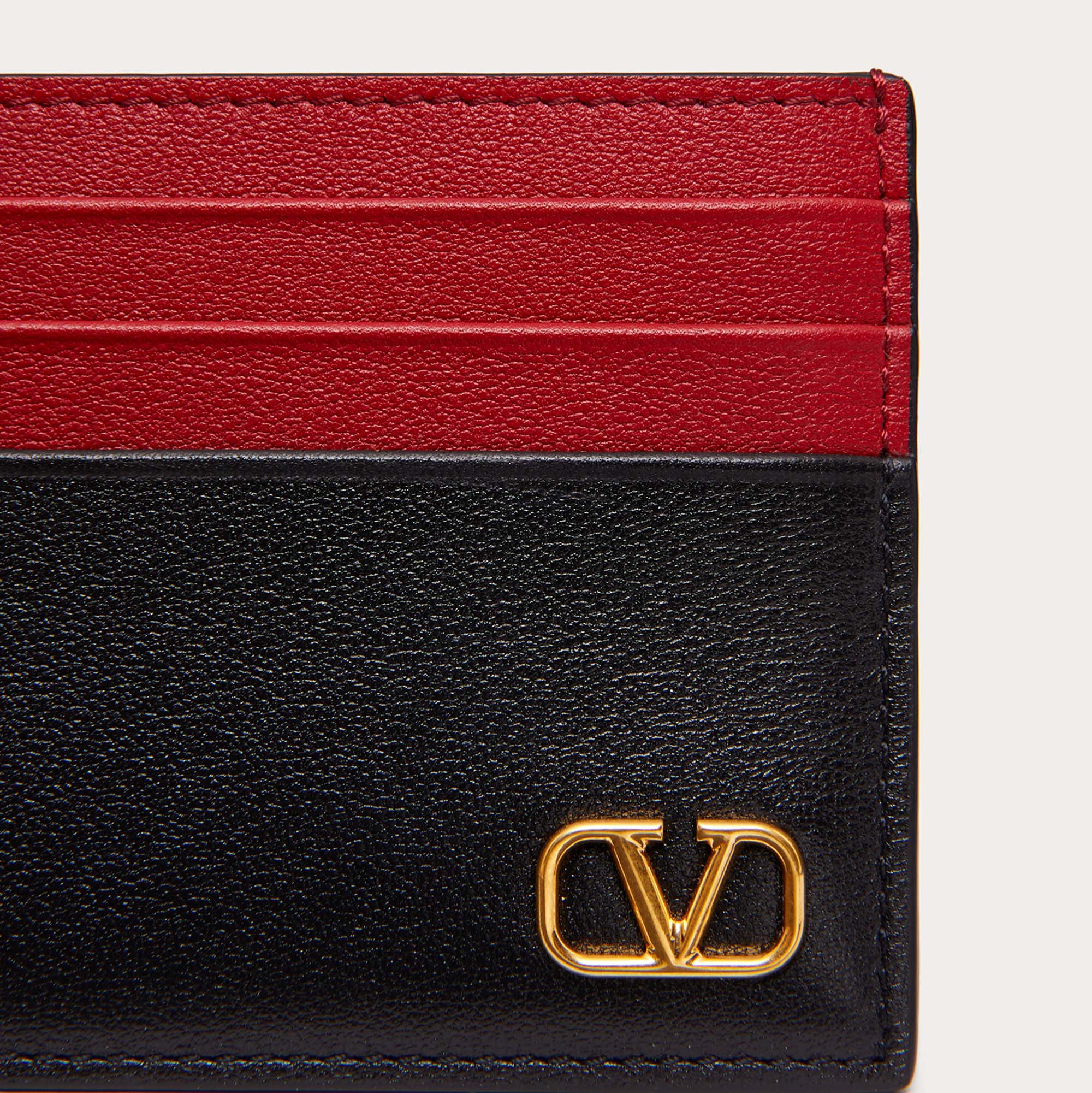 

Valentino Vlogo Leather Card Case, Black