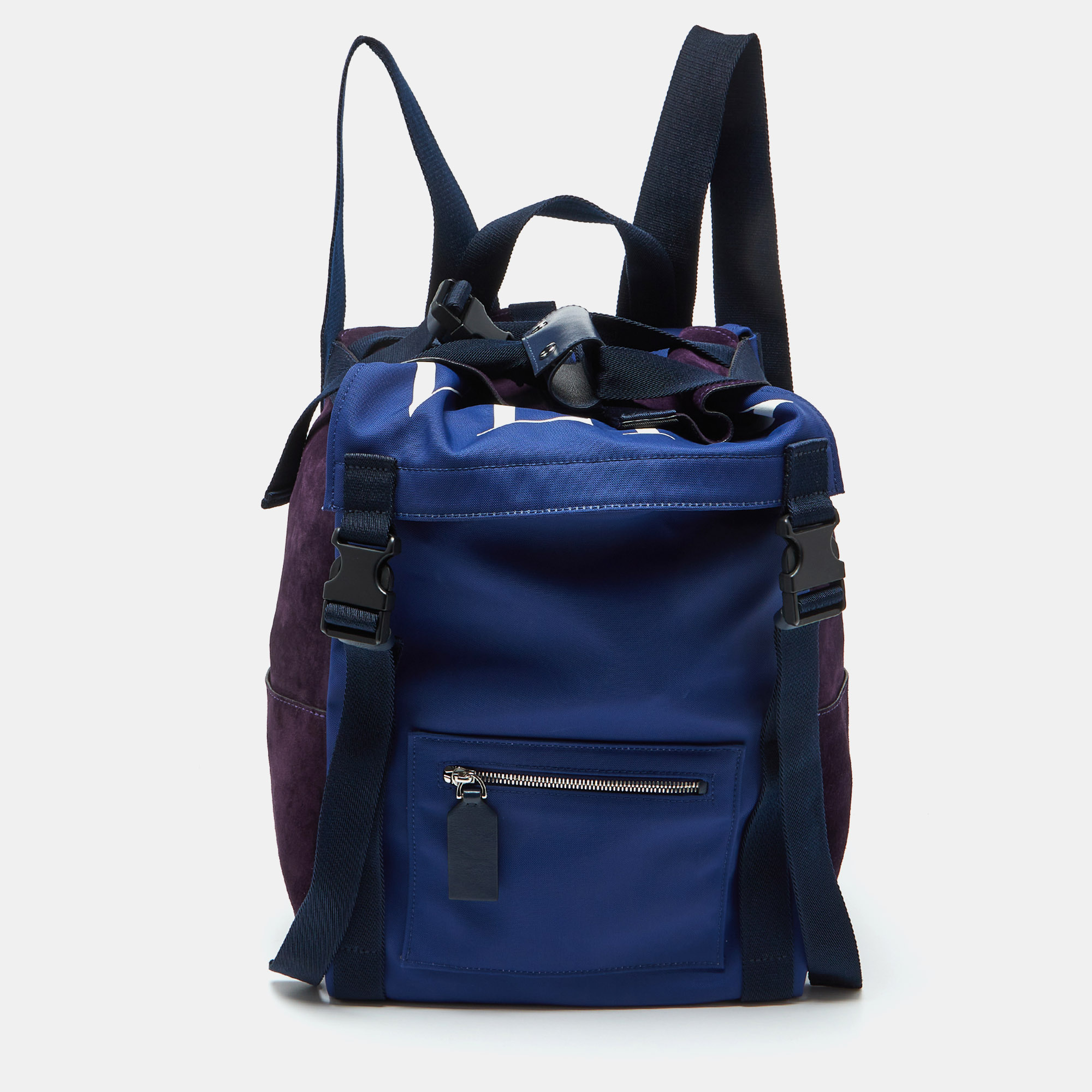 

Valentino Navy Blue/Purple Nylon and Suede VLTN Backpack