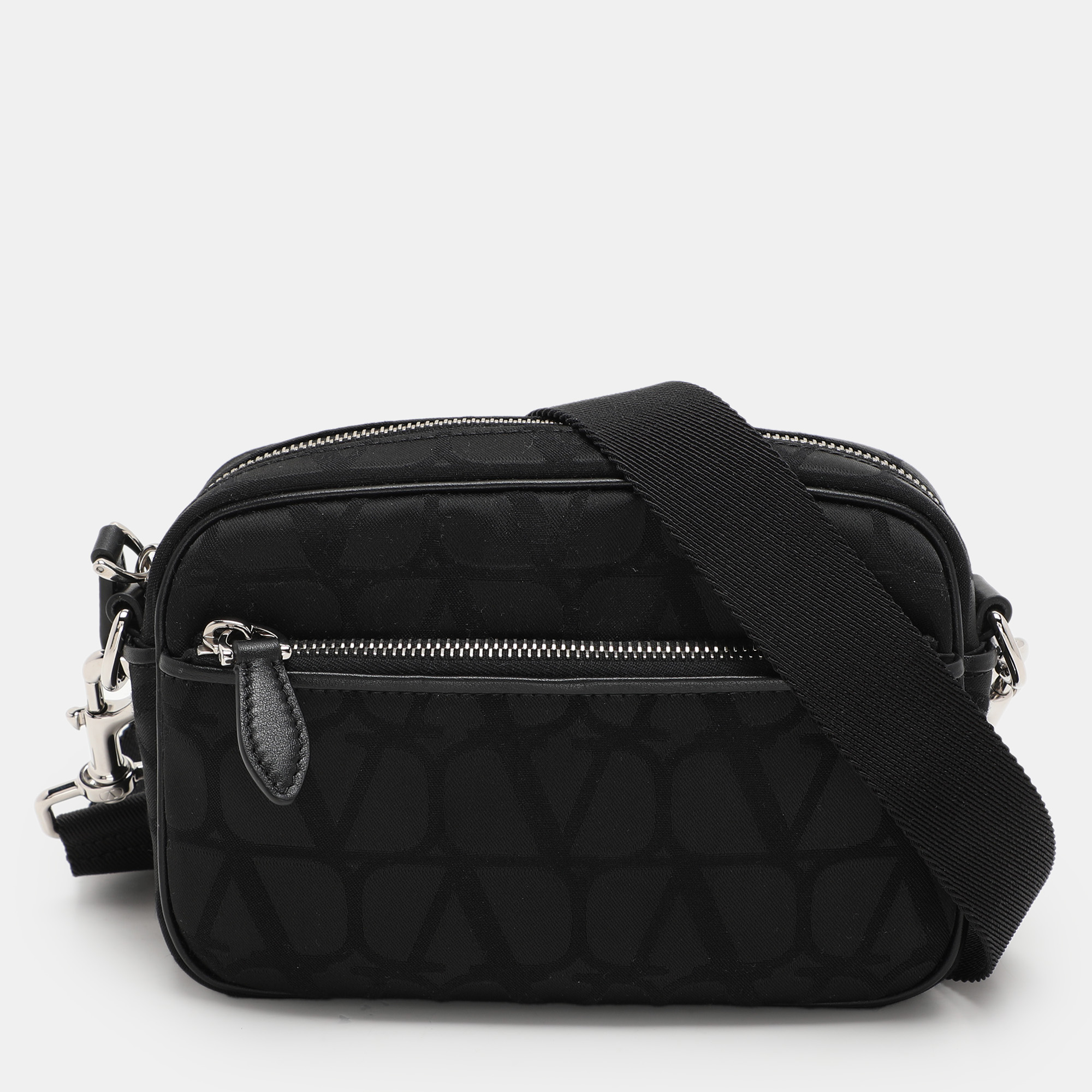 

Valentino Black Fabric and Leather Iconographe Messenger Bag