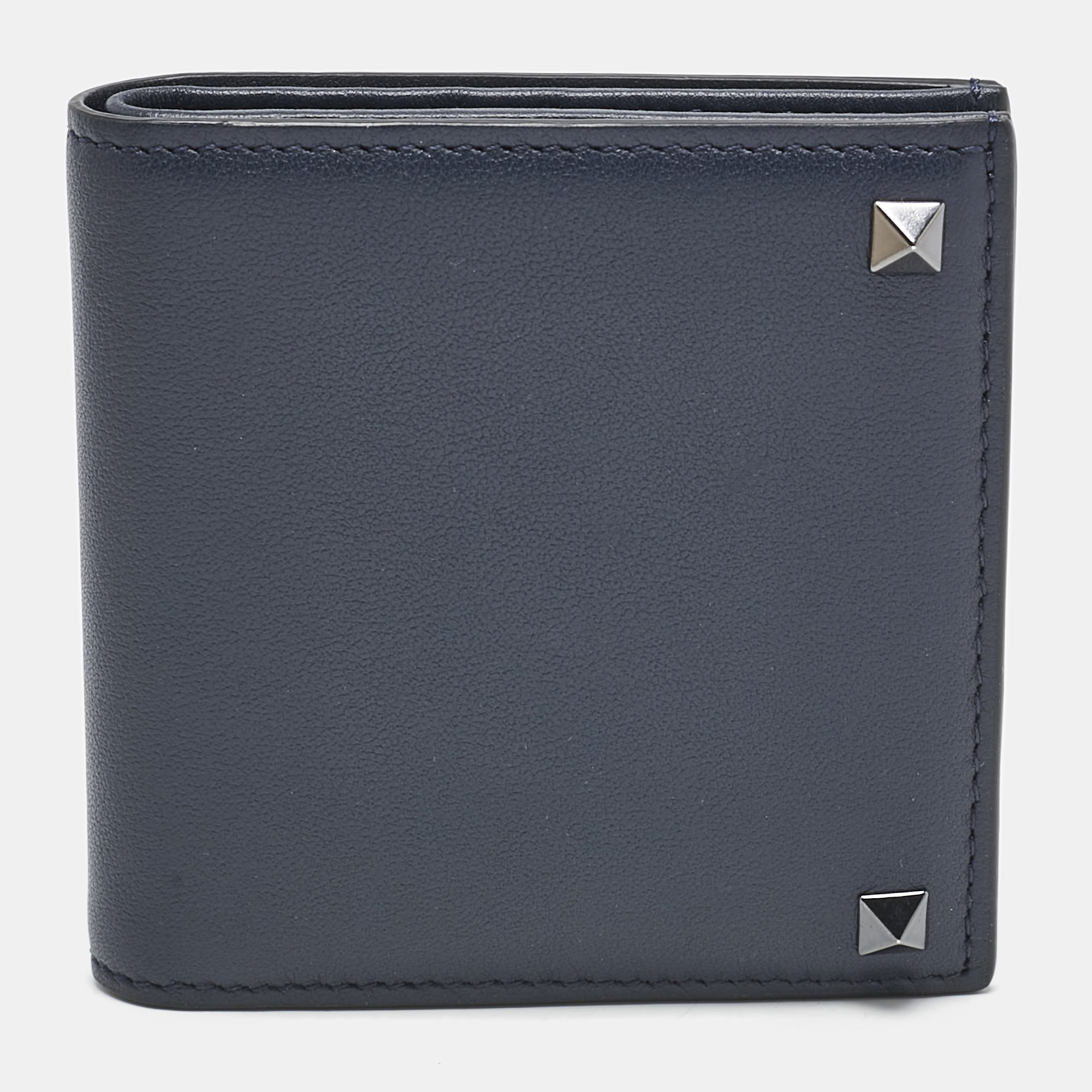 

Valentino Navy Blue Leather Rockstud Bifold Wallet