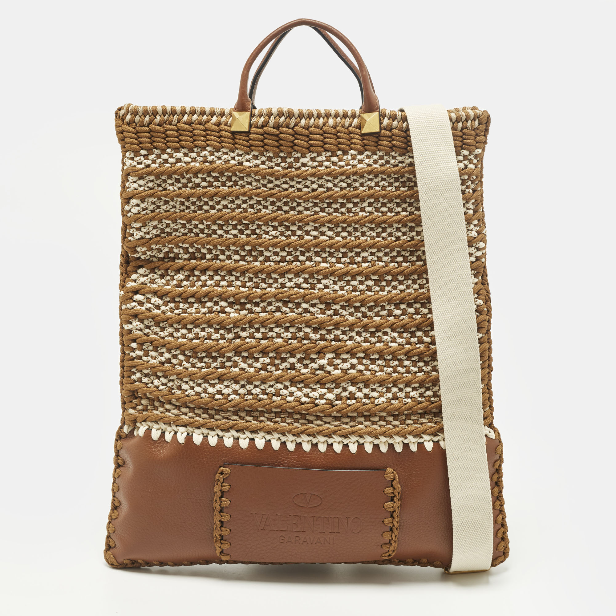 

Valentino Identity Woven Brown/Tan Leather and Rope Tote