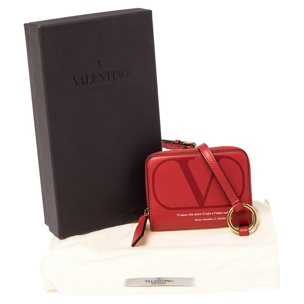 

Valentino Red Leather Love Lab Neck Strap Wallet