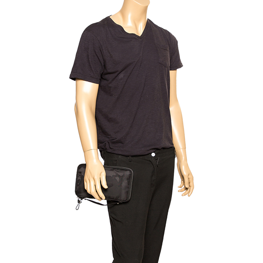 

Valentino Black Nylon Camouflage Travel Wallet