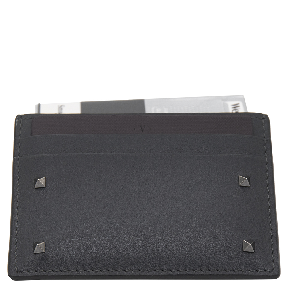 

Valentino Dark Grey Leather Rockstud Card Holder