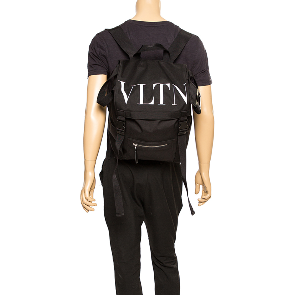 

Valentino Black Nylon VLTN Backpack