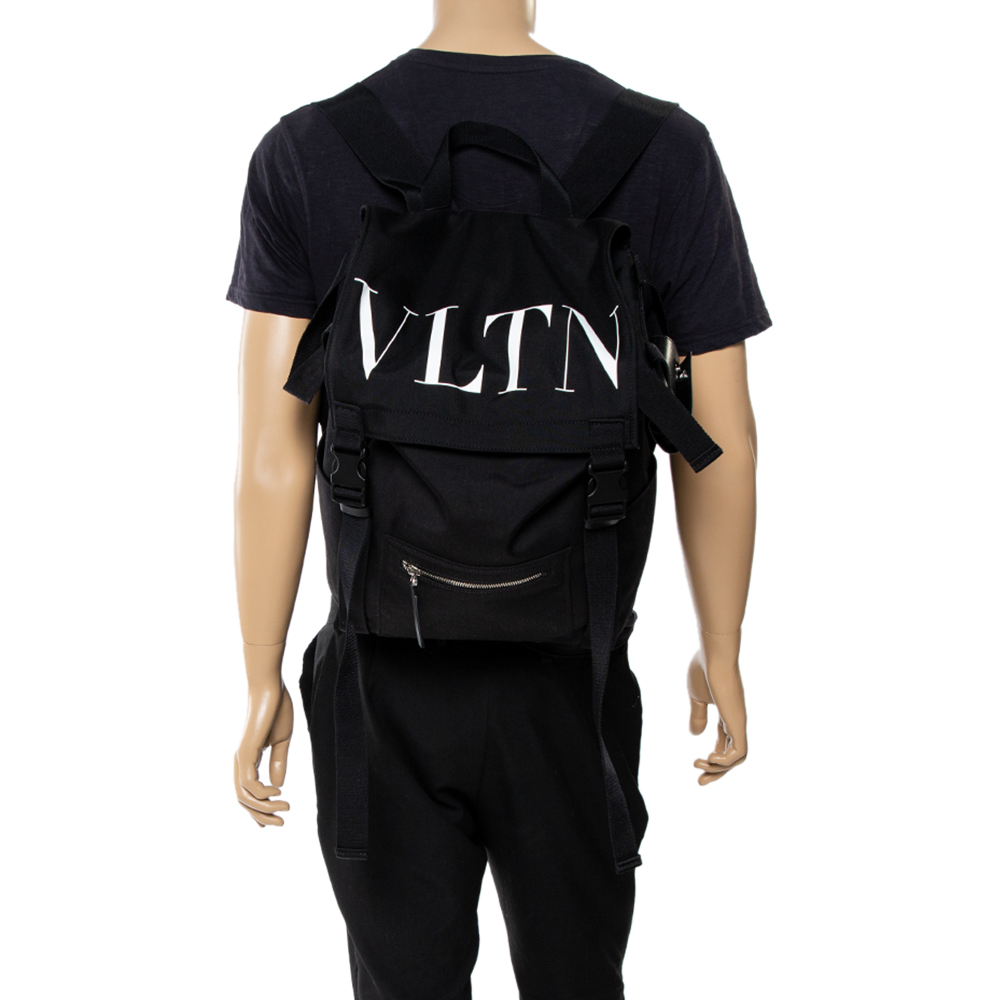 

Valentino Black Nylon VLTN Backpack