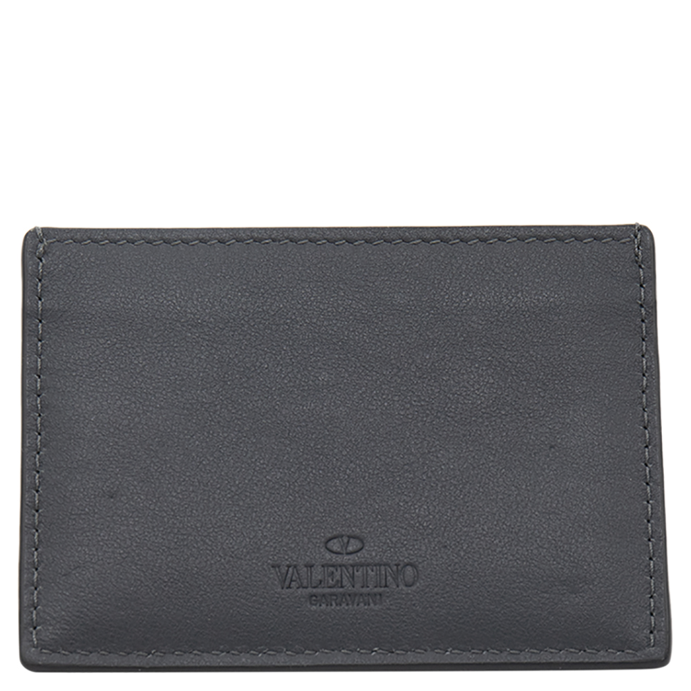 

Valentino Dark Grey Leather Rockstud Card Holder