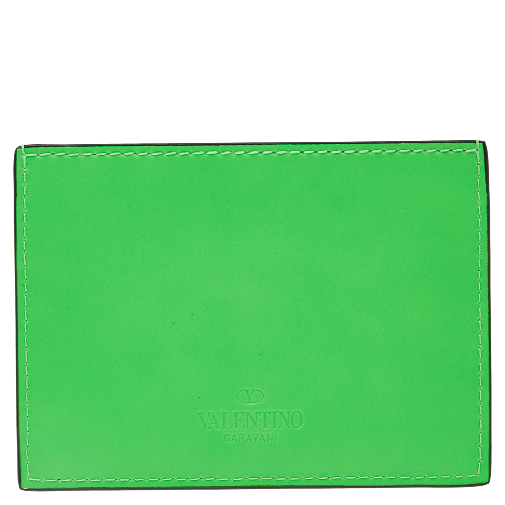 

Valentino Neon Green Leather VLTN Card Holder