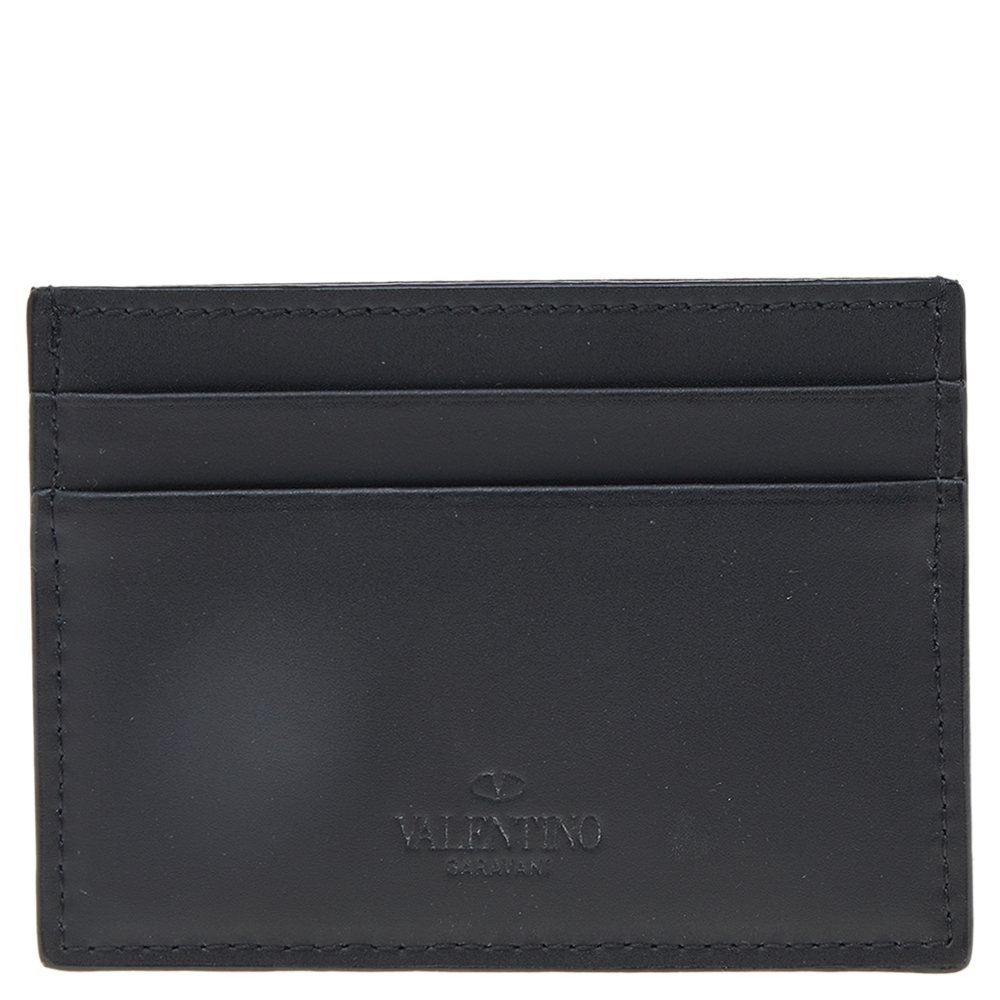 

Valentino Black Leather Want Print Card Holder