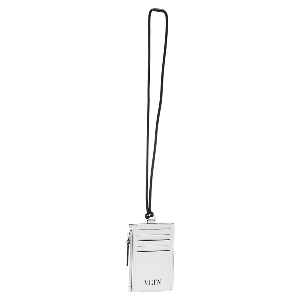 

Valentino White Leather Flowersity Print Neck Card Holder